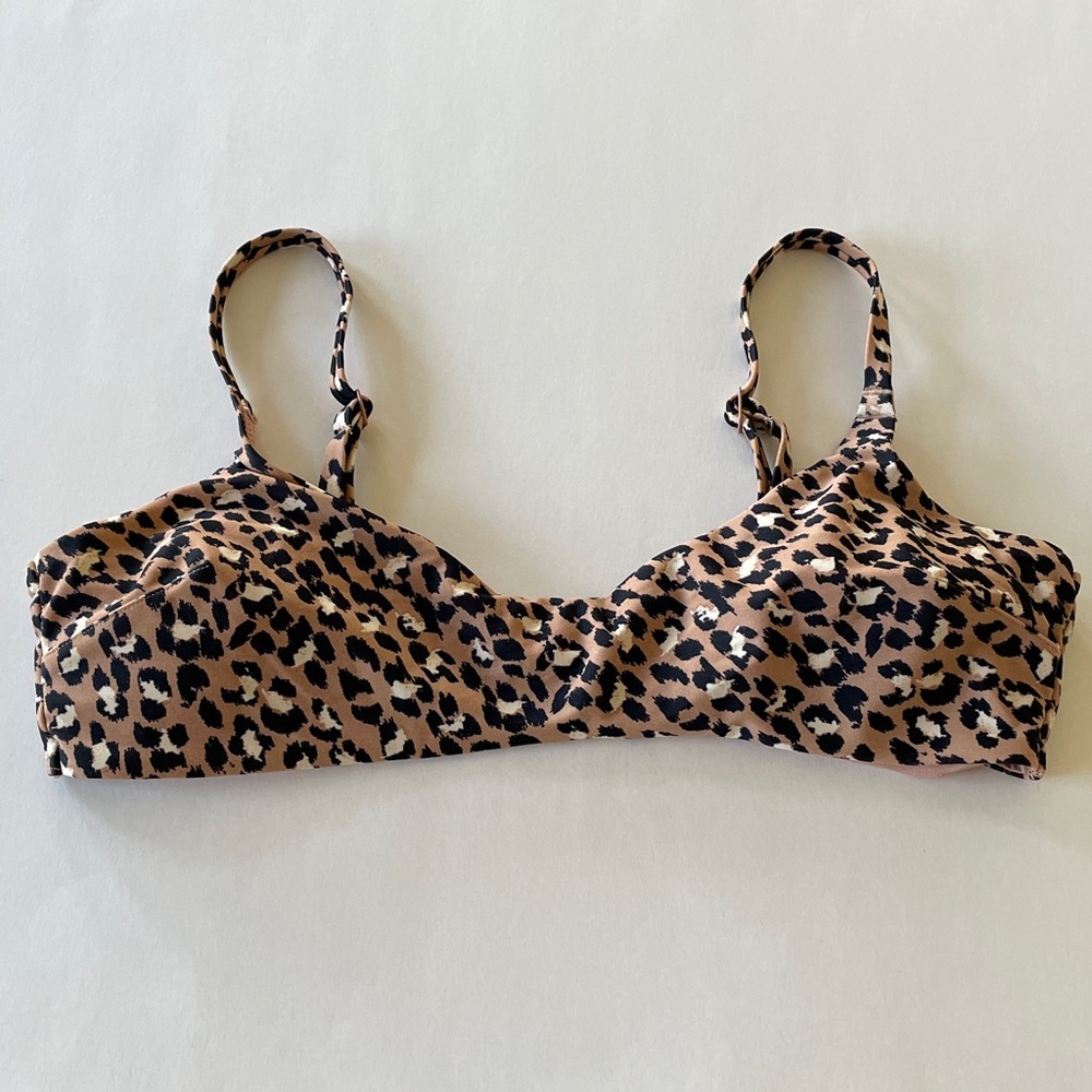 aerie Leopard Bikini Top Animal Print Beach Coastal Scoop